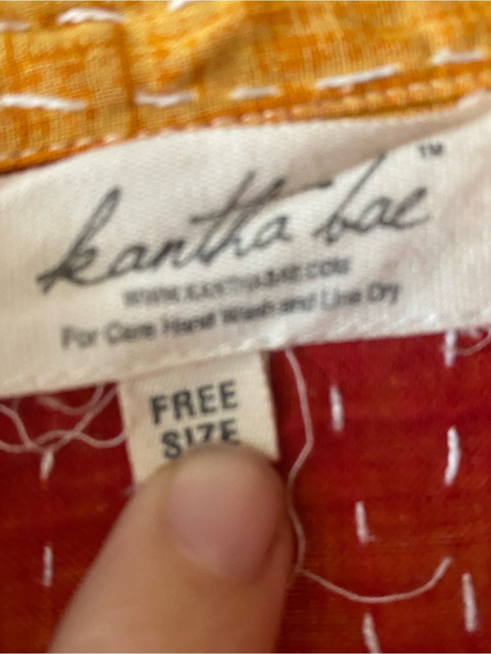 Kantha Rae Orange Patchwork Button-Down Shirt for Women
